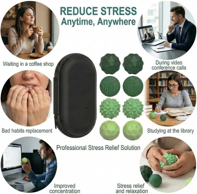 Detalle 2 de CNMTCCO 8 magnetische Fidget Toys aus Silikon – leise Sensorik-Bälle (Grün)