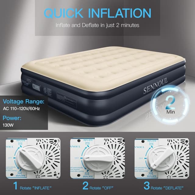 Detalle 2 de SENNOUL Air Mattress Queen 16" inflatable bed
