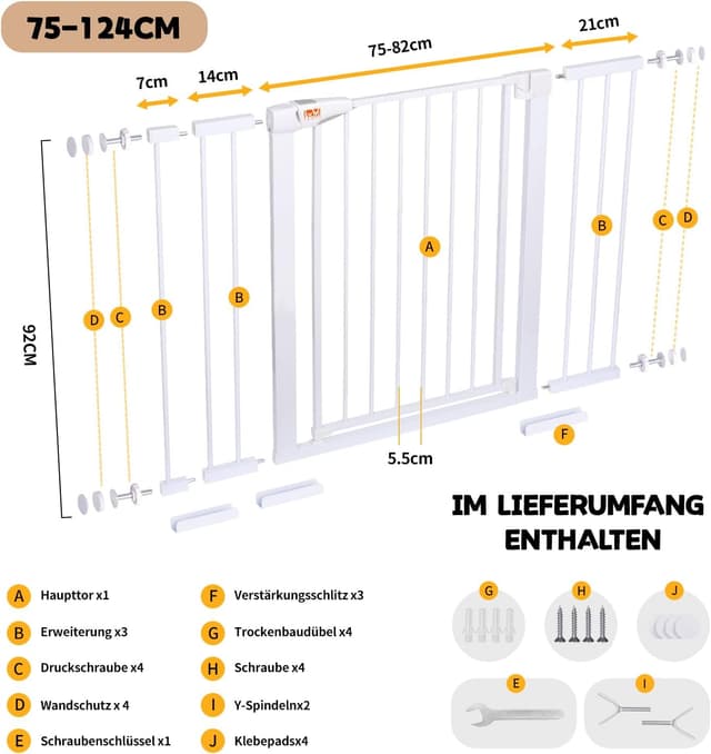 Detalle de LAOYE Treppenschutzgitter 92 cm hoch