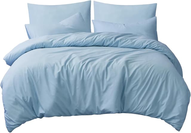 Thumbnail 6 de RUIKASI Parure de lit 2 personnes 200x200 cm en microfibre bleue avec fermeture éclair (1 housse de couette + 2 taies 65x65)