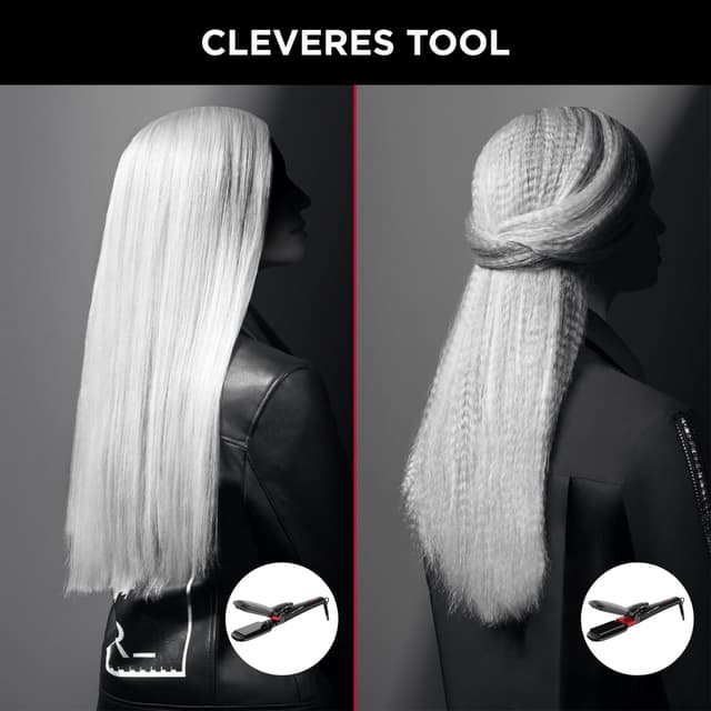 Detalle de Rowenta x Karl Lagerfeld Looks Infinitos 9-in-1 CF422L – Haarglätter & Lockenstab mit Keramikbeschichtung