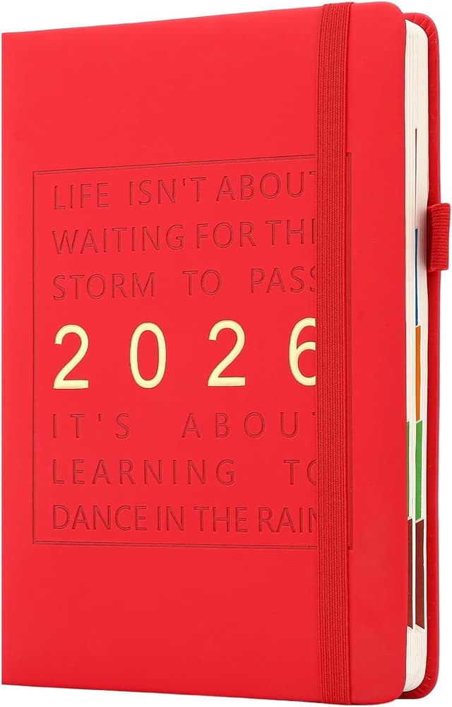 Detalle de 2026 A5 Page-a-Day Diary (Jan–Dec) with Monthly Tabs, Hardcover & Inner Pocket