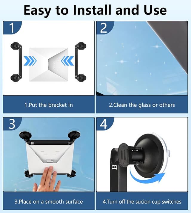 Detalle de MEKEET Starlink Mini Suction Cup Mount for Window (Black) — strong-grip, vibration-resistant car/sunroof/ RV mount