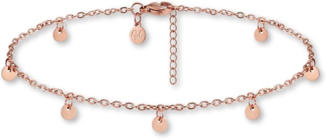 Detalle de GD GOOD.designs Fußkettchen für Damen mit wasserfesten Plättchen, verstellbar (22–27 cm) – Gold, Roségold, Silber oder Schwarz