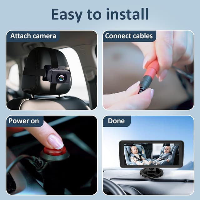 Detalle 2 de Tomoia 6.9-inch baby car camera 1080p rear-facing