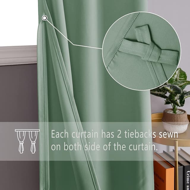 Detalle 2 de DWCN Blackout Curtains 52x63 Sage Green