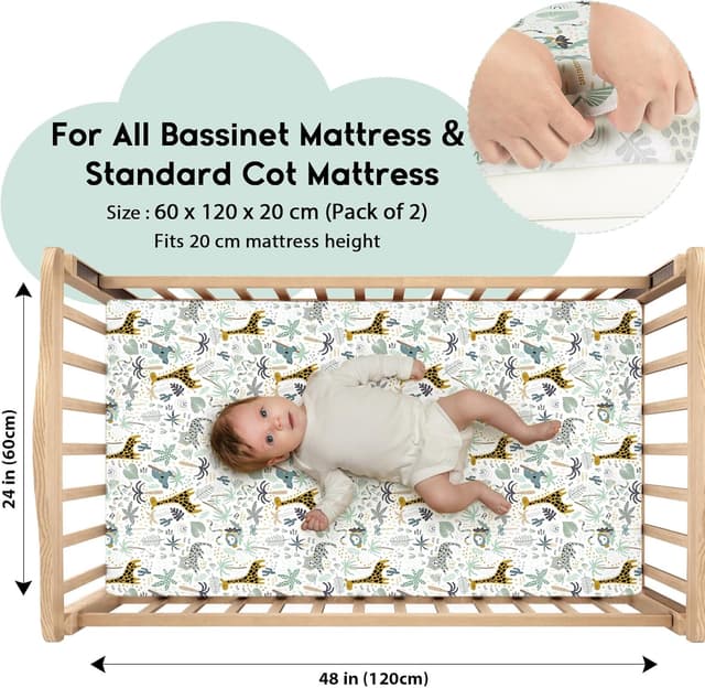 Detalle 2 de Yoofoss Cot Sheets 120 x 60 cm fitted Ultra Soft cot sheets