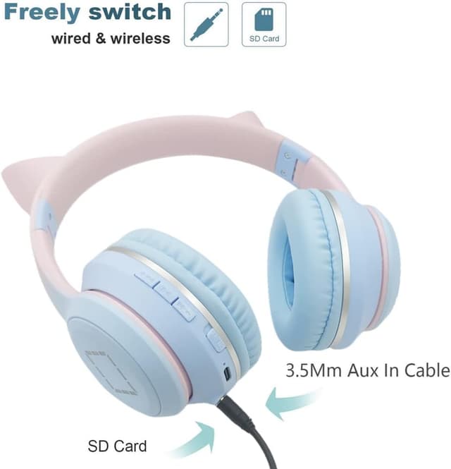 Thumbnail 5 de Usoun Kids Headphones Cat Ear LED Bluetooth