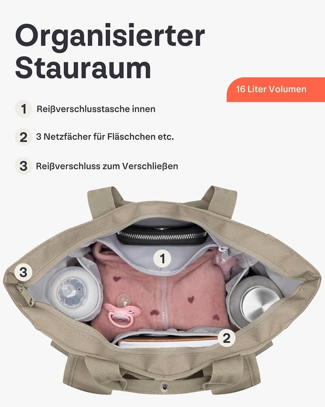 Detalle de Johnny Urban Wickelrucksack & Wickeltasche für Kinderwagen Blair – 16 Liter, wasserabweisend