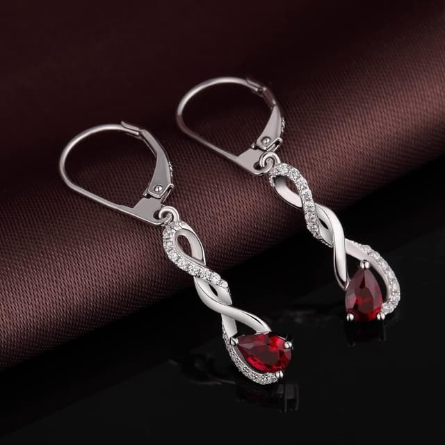 Detalle de Jiamiaoi Infinity-Ohrhänger aus 925 Sterling Silber, 18K Weißgold-plattiert mit Zirkonia – in Silber