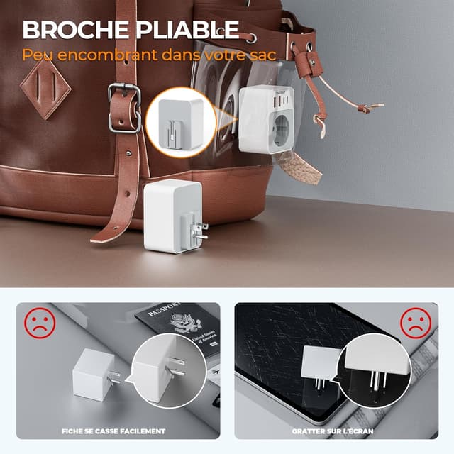 Detalle de TESSAN Adaptateur Prise USA 20W