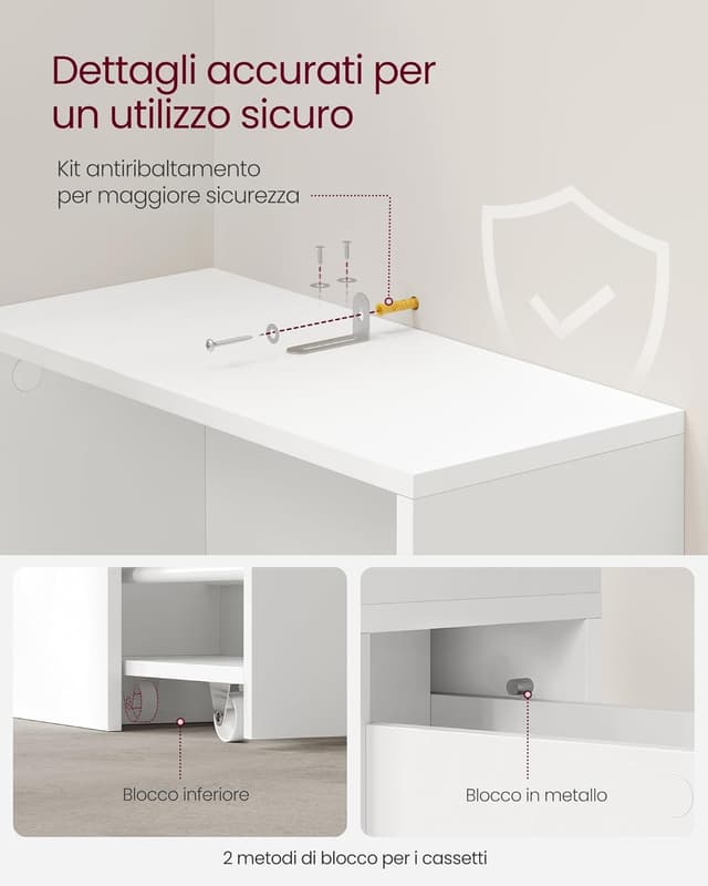 Thumbnail 5 de VASAGLE BBK567T14 Mobile bagno alto con cassetti e ripiano regolabile