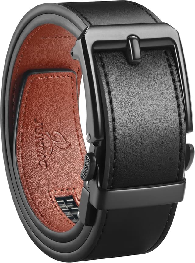 Detalle de JUKMO 1.5" (38mm) Leather Ratchet Belt for Men in Gift Box