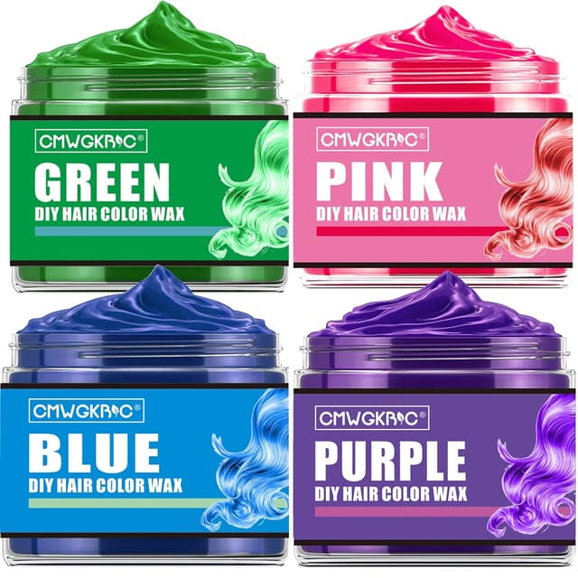Detalle de 4-Color Temporary Hair Color Wax (Purple, Green, Blue, Pink) — Instant Party Hair Dye Spray/Wax for Teens & Adults