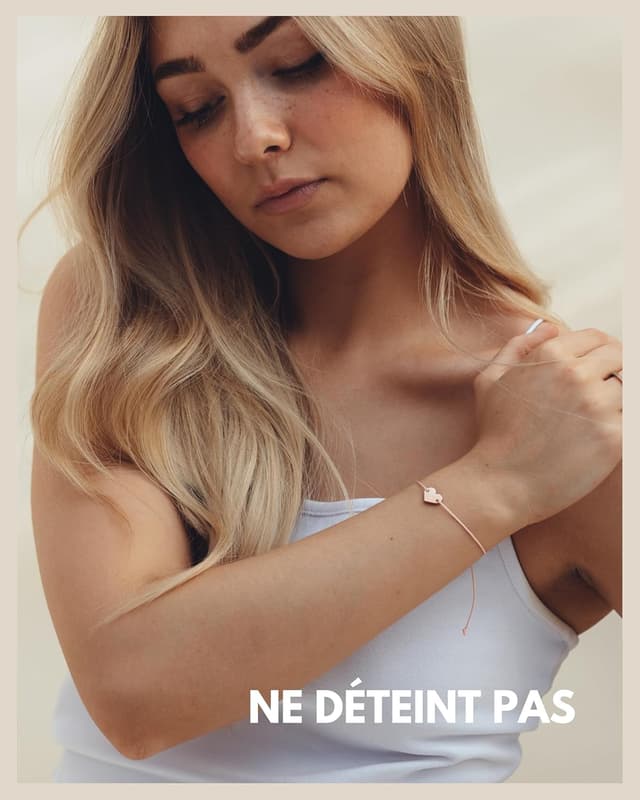 Detalle 2 de Bracelet d’amitié pour 2 GD GOOD.designs (EST. 2015) avec bracelet cœur en or rose 18 carats personnalisable