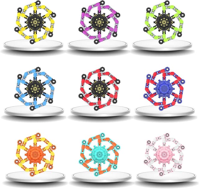 Detalle de Transformable Holiday Fidget Spinners with Deformable Chains (DIY Robot Spinner) — Stress Relief Sensory Toys