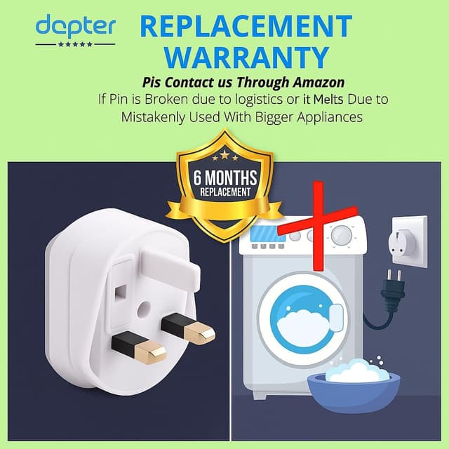 Thumbnail 5 de DAPTER 1 Pack White 1A fused shaver adapter plug 🔌