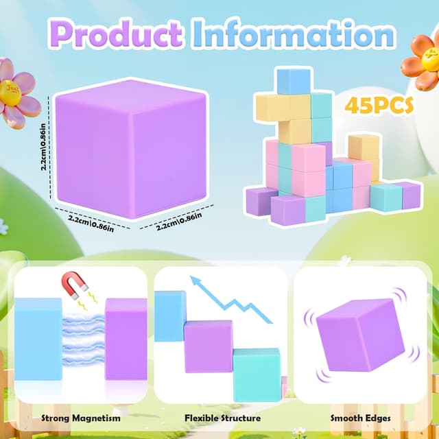 Detalle de Jeu de construction magnétique Ouxayapl – 45 pièces pour enfants dès 3 ans