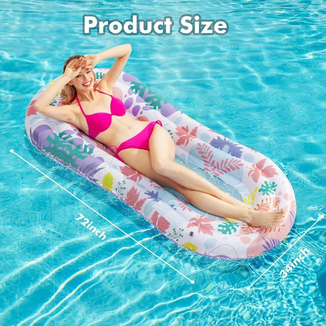 Detalle de Stonful Pool Floats Lounger, 2-Pack Inflatable Pool Floats for Adults with Headrest & Footrest (Multicolor)