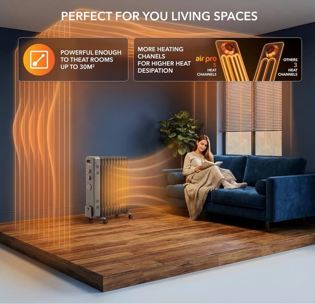 Detalle 2 de Air Pro 2500W Oil Filled Radiator