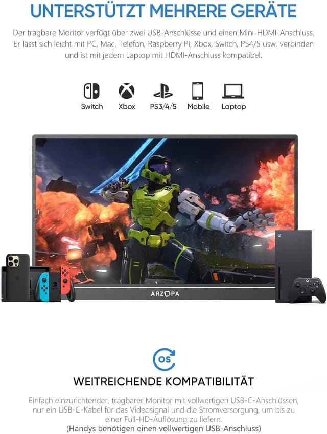 Thumbnail 5 de ARZOPA A1 Tragbarer Monitor 15,6"