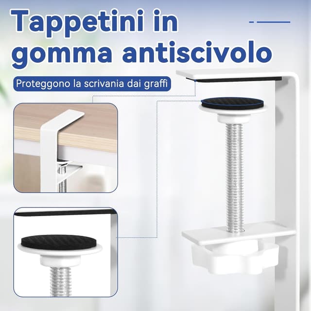 Detalle de HOMMAND raccogli cavi da scrivania in metallo per sotto il tavolo (bianco)