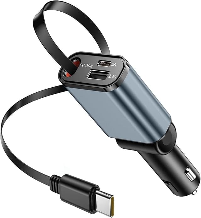 Detalle de DUEDUE 3 En 1 Cargador de Coche Rápido 🔌 Plegable 180°