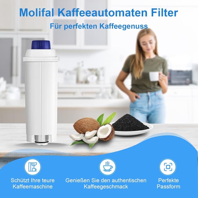 Detalle 2 de Molifal Wasserfilter für Delonghi Kaffeevollautomaten 6-Stück