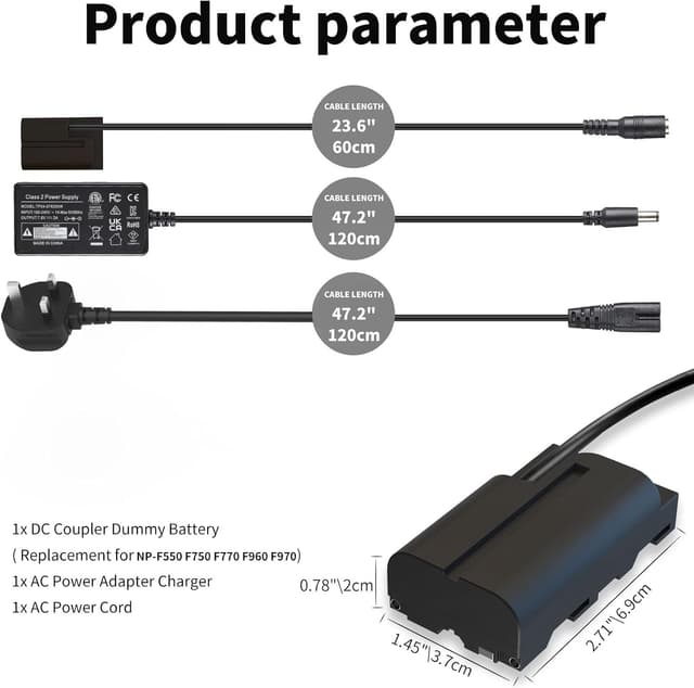 Thumbnail 6 de F1TP NP-F550 Dummy Battery Adapter for Sony cameras
