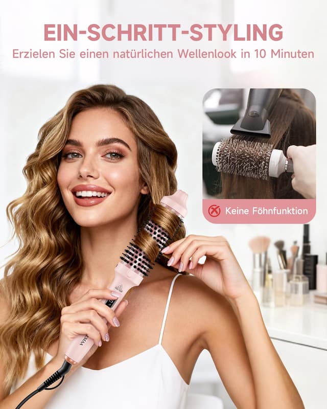 Detalle 2 de Thermobürste FLYZEMAA Thermal Brush 38 mm mit LCD-Display, 3 Temperaturstufen & Dual-Spannung (rosa)