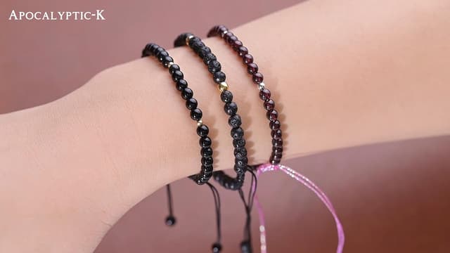 Thumbnail 6 de Apocalyptic-K Damen Fußkettchen mit Naturstein-Perlen (4 mm) aus 925 Silber/Gold, handgewebt