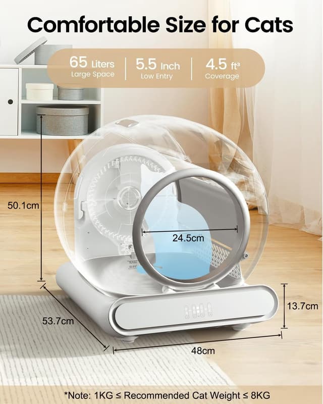 Detalle 2 de Arenero Gatos Autolimpiable 65L