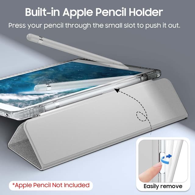 Detalle 2 de FINTIE Glitter Case for iPad 9th/8th/7th Gen (10.2-inch, 2021/2020/2019) with Pencil Holder and Auto Wake/Sleep – Silver