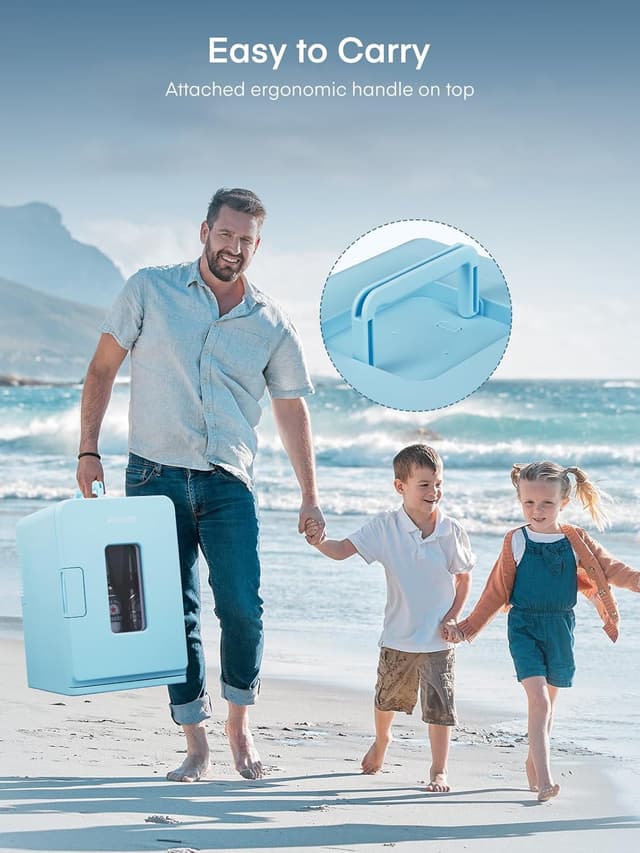 Detalle de FOHERE 2-in-1 Mini-Kühlschrank (15 l) mit Kühl- und Heizfunktion, DC/AC für Auto & Büro