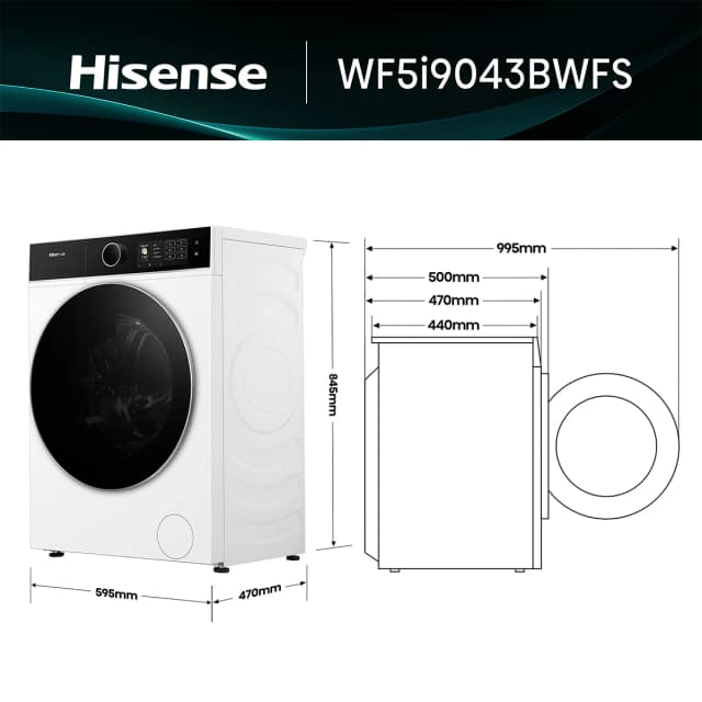 Detalle 2 de Hisense WF5i9043BWFS lavadora 9 kg