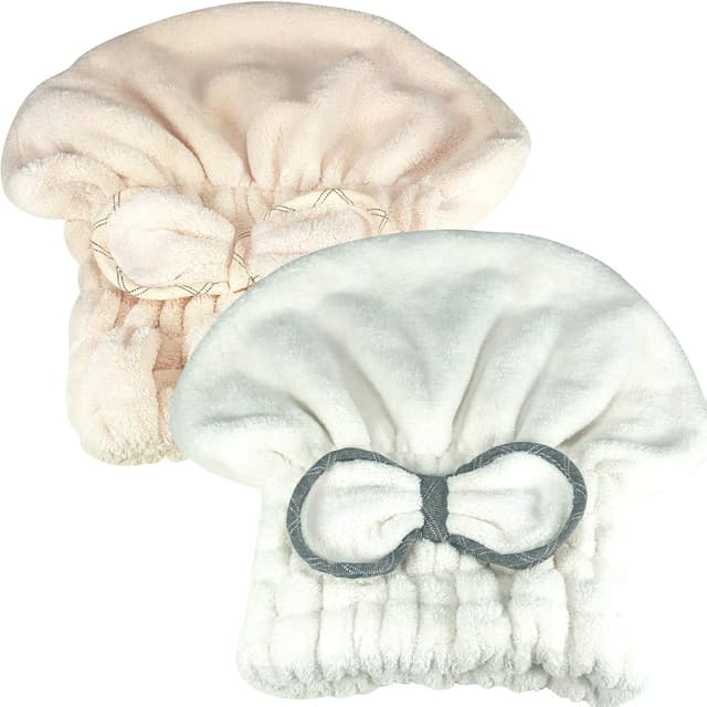 Detalle 2 de Jseng 2-Pack Microfiber Hair Drying Caps (Hair Turban Wrap Towels)