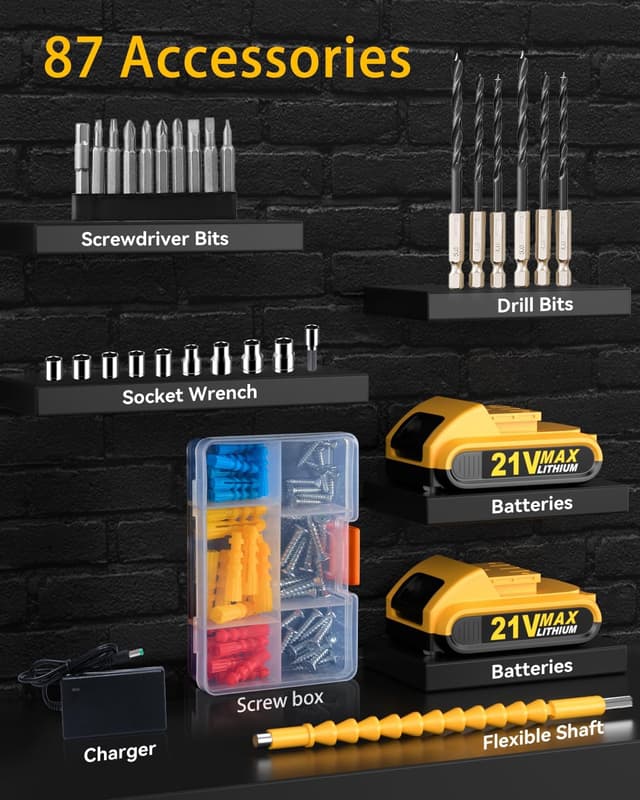 Detalle de KELNOW Cordless Hammer Drill Set 21V