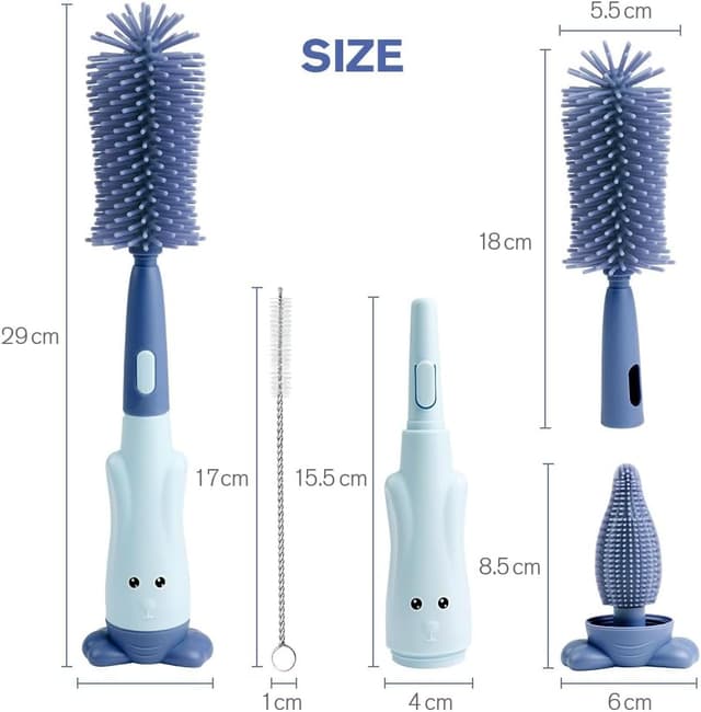 Detalle de Vicloon Baby Bottle Brush 3-in-1 Silicone Bottle and Teat Cleaning Brush
