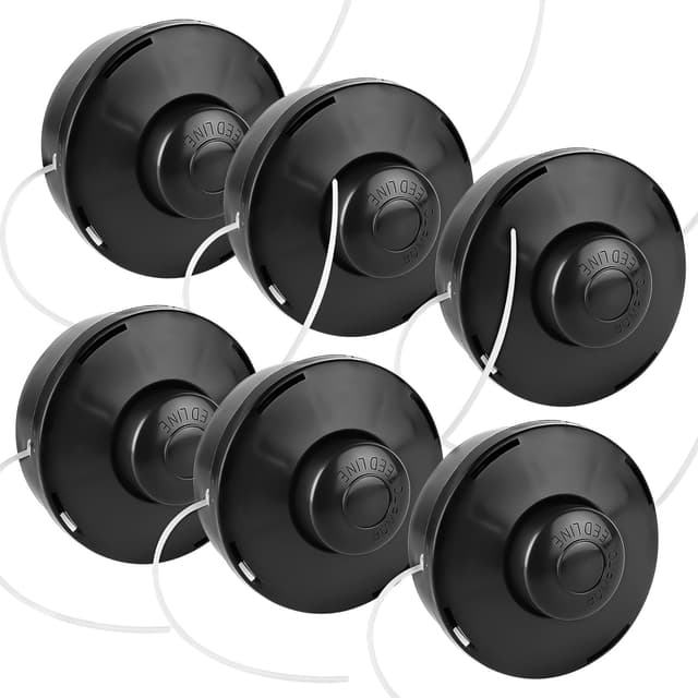 Detalle de Forever Speed Strimmer Heads Universal 6 Pack – Dual 2-Line Nylon Replacement Head (M10 x 1.25, LHF Bump Feed)