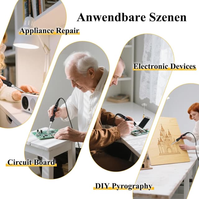 Detalle de Lötkolben-Set 80 W mit LED Temperaturregelung (180–520 °C) – inkl. Entlötpumpe, Spitzen & Zubehör