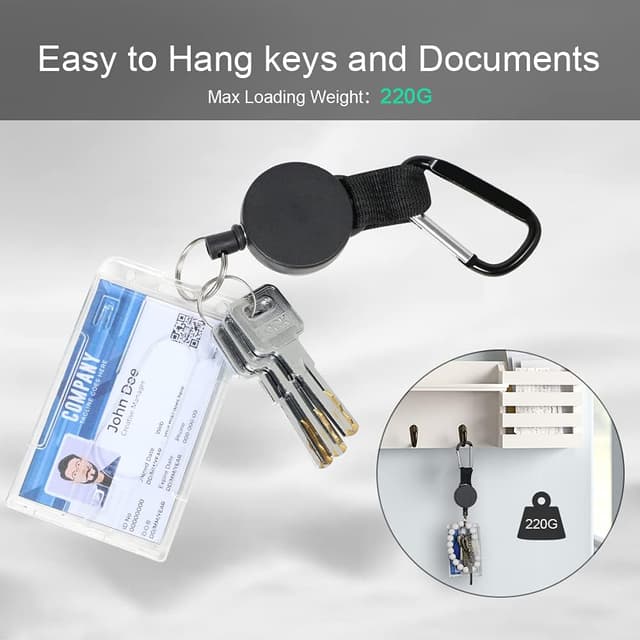 Thumbnail 4 de Vicloon Porte-clés rétractable 3 pièces noir