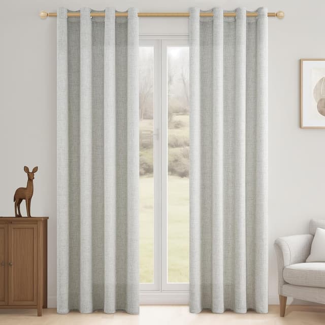 Detalle de MRTREES Vorhang Leinenoptik 140x225 Eierschalenweiß