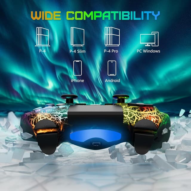 Detalle de CHENGDAO 2er-Pack Wireless-Controller für PS4 mit RGB-LED, 1000-mAh-Akku und 6-Achsen-Gyro