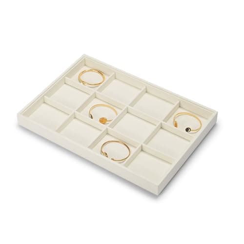 Detalle 2 de Oirlv bandeja organizadora de joyería de microfibra beige con 12 cuadrículas (35 x 24 cm)