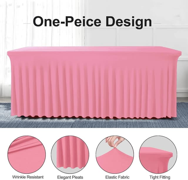 Thumbnail 1 de BDDC Table Skirts for Rectangle Tables 6ft Pink Tablecloths 🎉