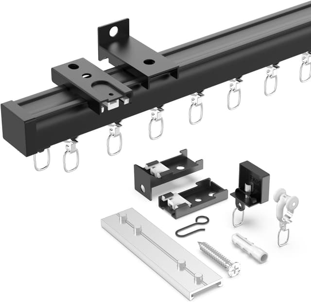 Detalle de Rail de rideau plafond et mural YLNANMI en aluminium, 3,23 m – coulissant silencieux et facile à installer