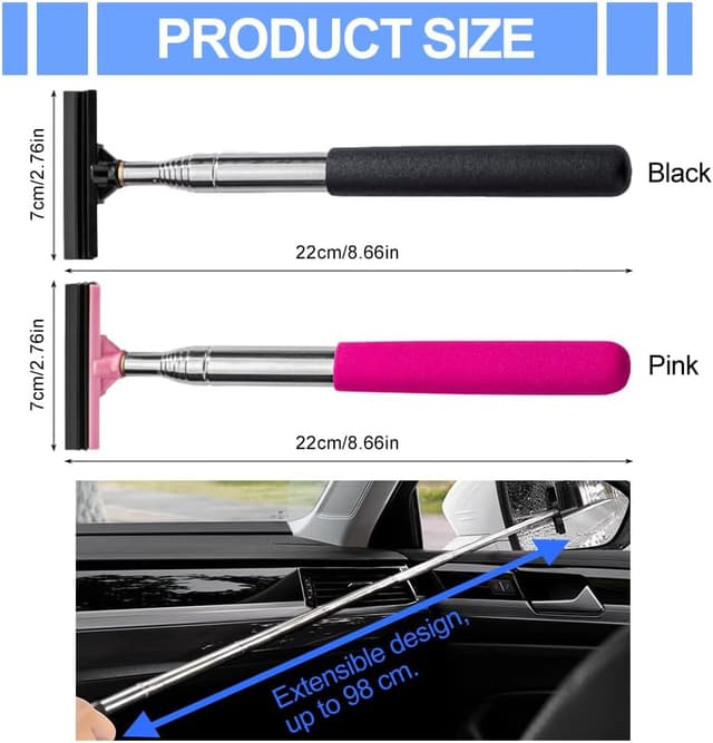 Detalle de Tharvolex 2 PCS Retractable Auto Rearview Mirror Wiper (Mini Squeegee) for Windshields & More