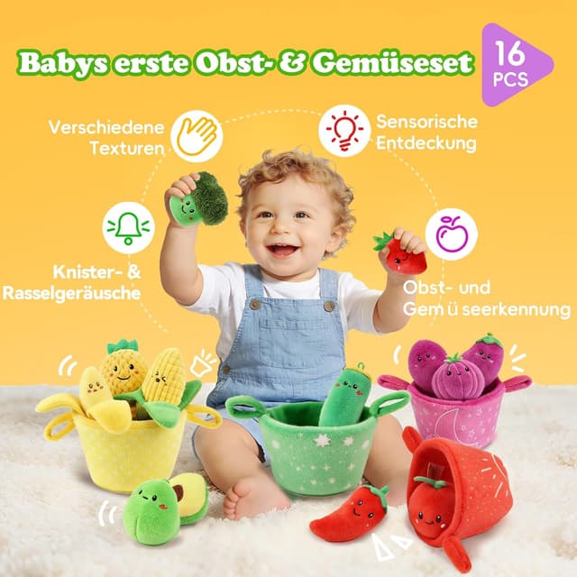 Detalle 2 de SAIMAND Baby Spielzeug Gemüse Obst Set