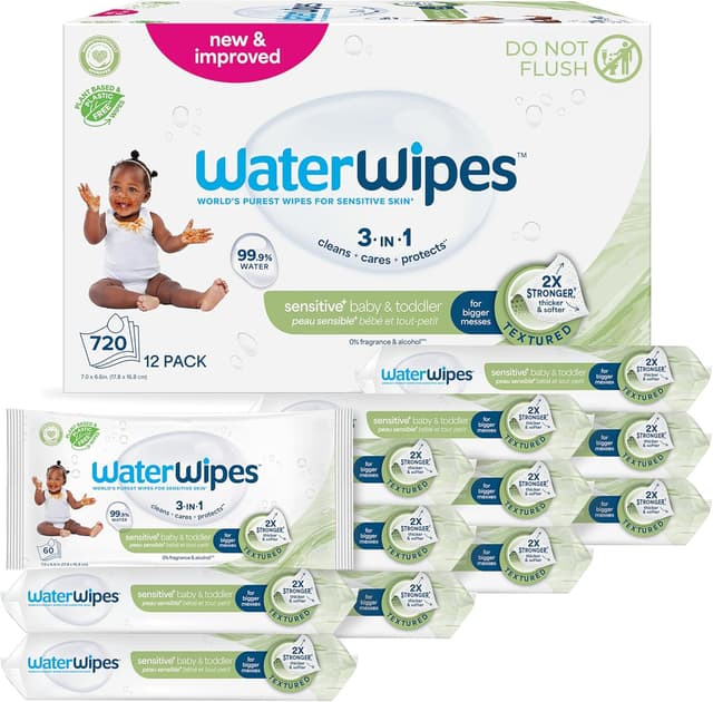 Detalle de WaterWipes Sensitive+ wipes 540 count