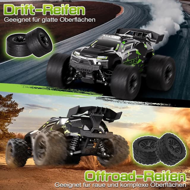 Detalle de 40KM/H ferngesteuerter RC Monstertruck (1/18) ab 8–10 Jahren mit Licht, 2,4 GHz und 2 Akku-Sets